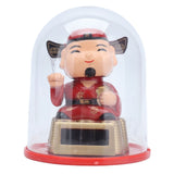 Lucky Ornaments Solar Powered Cute God of Wealth Decoration with Waving Arm for Home Office Car