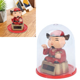 Lucky Ornaments Solar Powered Cute God of Wealth Decoration with Waving Arm for Home Office Car