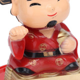 Lucky Ornaments Solar Powered Cute God of Wealth Decoration with Waving Arm for Home Office Car
