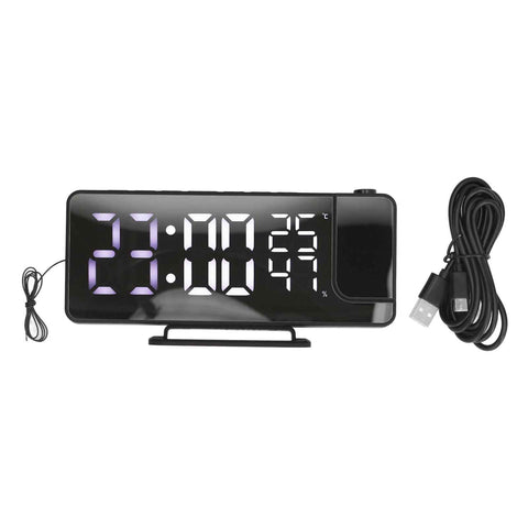 Projection Alarm Clock Mirror Screen USB Charging Snooze 180° Digital Projection Clock with Radio Temp Humidity In Australia - Darrahopens