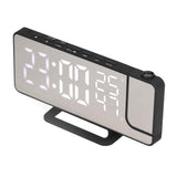 Projection Alarm Clock Mirror Screen USB Charging Snooze 180° Digital Projection Clock with Radio Temp Humidity In Australia - Darrahopens