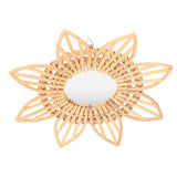 Rattan Innovative Art Decoration Makeup Mirror Retro Dressing Bathroom Wall Hanging MirrorFlower