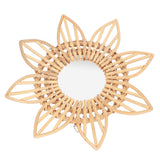 Rattan Innovative Art Decoration Makeup Mirror Retro Dressing Bathroom Wall Hanging MirrorFlower