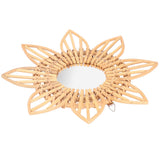 Rattan Innovative Art Decoration Makeup Mirror Retro Dressing Bathroom Wall Hanging MirrorFlower