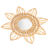 Rattan Innovative Art Decoration Makeup Mirror Retro Dressing Bathroom Wall Hanging MirrorFlower