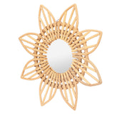 Rattan Innovative Art Decoration Makeup Mirror Retro Dressing Bathroom Wall Hanging MirrorFlower