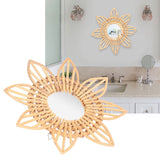 Rattan Innovative Art Decoration Makeup Mirror Retro Dressing Bathroom Wall Hanging MirrorFlower