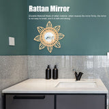 Rattan Innovative Art Decoration Makeup Mirror Retro Dressing Bathroom Wall Hanging MirrorFlower