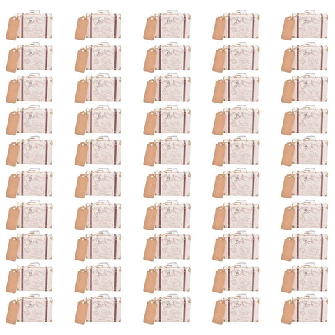 50 Sets Travel Themed Suitcase Shape Candy Boxes Party Favor Candy Box Vintage Kraft Paper Gift Bag for Wedding Birthday