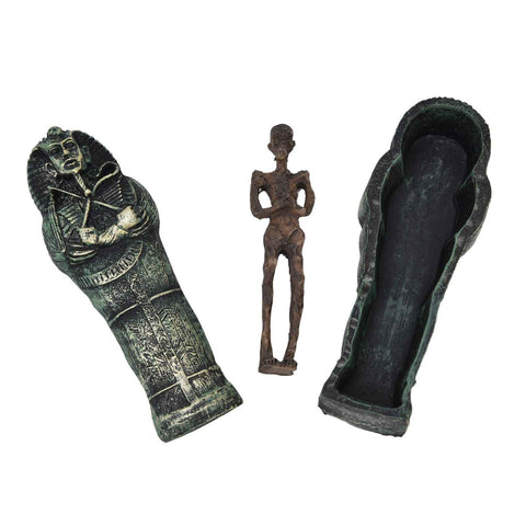 Mummy Coffin Decorations Aquarium Fish Tank Ornaments Landscape Skull Resin Skull Mummy Coffin Ornament In Australia - Darrahopens