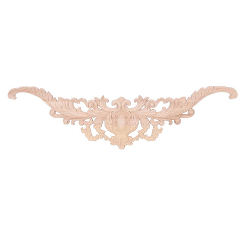 Wood Appliques Exquisite Elegant European Style Rubber Wood Long Flower Piece Home Decoration Carved Accessories