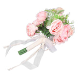 Wedding Bouquet Fake Rose Flower Holding Bunch for Decoration Photography Art Photo Pink