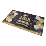 Happy 18th Birthday Backdrop Black Gold 180x99cm Reusable Happy Birthday Decorations with 4 Grommets In Australia - Darrahopens