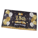 Happy 18th Birthday Backdrop Black Gold 180x99cm Reusable Happy Birthday Decorations with 4 Grommets