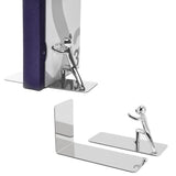 Metal Bookends Kung Fu Man Design Durable Rustproof Metal High Stability Book Ends for Home Office Library