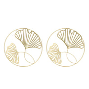 2pcs Gold Wall Decor Iron Art 3D Stereo Ginkgo Leaves Wall Sculpture for Sofa Background Entrance Dining Room Study