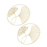 2pcs Gold Wall Decor Iron Art 3D Stereo Ginkgo Leaves Wall Sculpture for Sofa Background Entrance Dining Room Study