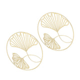 2pcs Gold Wall Decor Iron Art 3D Stereo Ginkgo Leaves Wall Sculpture for Sofa Background Entrance Dining Room Study