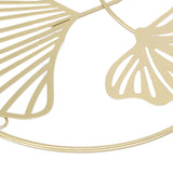 2pcs Gold Wall Decor Iron Art 3D Stereo Ginkgo Leaves Wall Sculpture for Sofa Background Entrance Dining Room Study