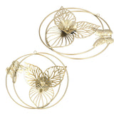 Gold Flower Butterfly Wall Decor Light Luxury Butterfly Wall Sculptures for Bedroom Livingroom Office