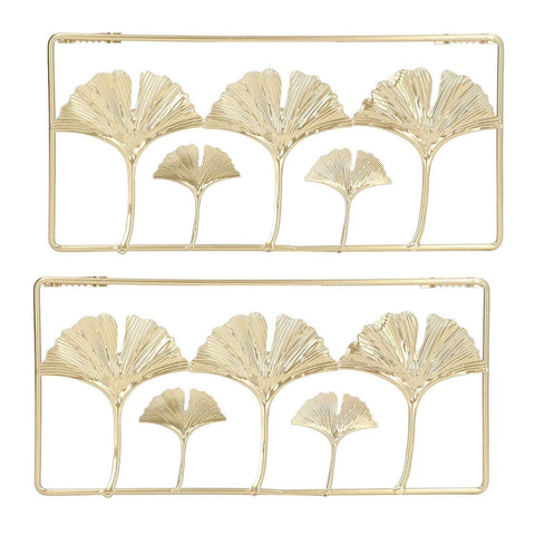 2Pcs Gold Metal Leaf Wall Decor 3D Modern Simple Clear Texture Metal Leaf Hanging Decoration with Frame for Home Office In Australia - Darrahopens