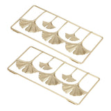 2Pcs Gold Metal Leaf Wall Decor 3D Modern Simple Clear Texture Metal Leaf Hanging Decoration with Frame for Home Office