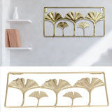 2Pcs Gold Metal Leaf Wall Decor 3D Modern Simple Clear Texture Metal Leaf Hanging Decoration with Frame for Home Office