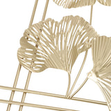 Golden Metal Ginkgo Leaf Decoration Modern Minimalist 3D Wall Sculpture for Bedroom Living Room Hotel Cafe