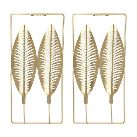 2Pcs Gold Wall Sculptures Metal Wall Decor with Frame for Living Room Bedroom Office Study