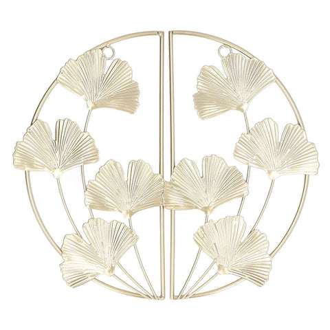 2 Pcs Ginkgo Leaf Decoration Modern Simple Nordic Style Metal Golden Ginkgo Leaf Wrought Iron Wall Decoration