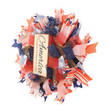 Independence Day Wreath Hand Knitted Wall Hanging Pendant with Hemp Rope for Home Decoration