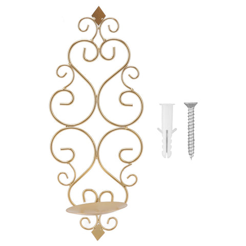 Candle Holder Iron Candlestick Folding Wall Mount Base Sconce Home Decoration for Room Metal Gold