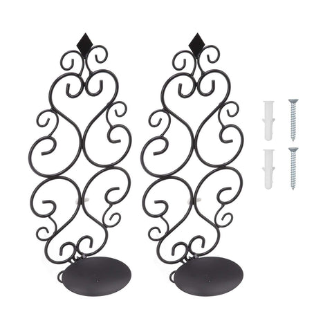 Darrahopens Health & Beauty > Health & Wellbeing > Wellness Accessories 2 Pcs Candle Holder Exquisite Classical Style Black Iron Wall Mounted Candlestick for Living Rooms Bedroom Hallways In Australia - Darrahopens