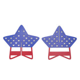 2Pcs Independence Day Wooden Star Blocks Patriotic Standing Decor 4th of July Tabletop Ornament