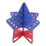 2Pcs Independence Day Wooden Star Blocks Patriotic Standing Decor 4th of July Tabletop Ornament