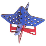 2Pcs Independence Day Wooden Star Blocks Patriotic Standing Decor 4th of July Tabletop Ornament