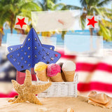 2Pcs Independence Day Wooden Star Blocks Patriotic Standing Decor 4th of July Tabletop Ornament