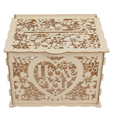 DIY Hollow Wooden Box Gift Card Money Case Wedding Reception Decoration Box Easy Assembly JM01192 Large