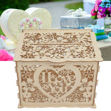 DIY Hollow Wooden Box Gift Card Money Case Wedding Reception Decoration Box Easy Assembly JM01192 Large