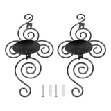 2 Sets Wall Candle Holder Foldable European Style Swirl Wrought Iron Wall Hanging Candlestick Holder Home Decoration Black In Australia - Darrahopens