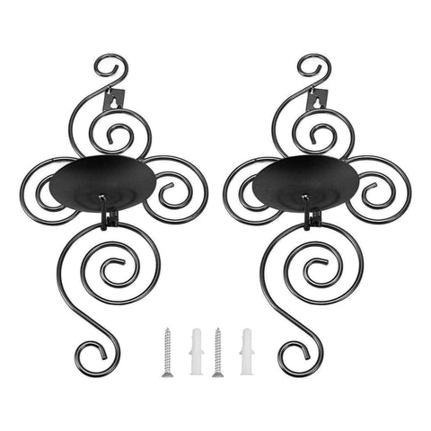 2 Sets Wall Candle Holder Foldable European Style Swirl Wrought Iron Wall Hanging Candlestick Holder Home Decoration Black In Australia - Darrahopens