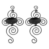 2 Sets Wall Candle Holder Foldable European Style Swirl Wrought Iron Wall Hanging Candlestick Holder Home Decoration Black In Australia - Darrahopens