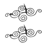 2 Sets Wall Candle Holder Foldable European Style Swirl Wrought Iron Wall Hanging Candlestick Holder Home Decoration Black