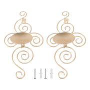 2 Sets Wall Candle Holder Foldable European Style Swirl Wrought Iron Wall Hanging Candlestick Holder Home Decoration Gold