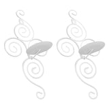2 Sets Wall Candle Holder Foldable European Style Swirl Wrought Iron Wall Hanging Candlestick Holder Home Decoration White