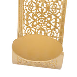 Shelving Solution Wall Sconce Candle Holder Gold Hollow Carved Exquisite Details Metal Wall Candle Holder for Bedrooms