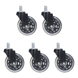 5 Pcs Chair Rotate Wheel 3in 360 Degree Noise Free Scratch Resistant Straight Chair Caster for Office