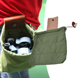 Foraging Pouch Collapsible PU Leather Canvas Mushroom Foraging Bag for Hiking Camping Hunting
