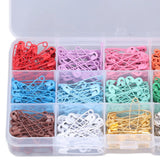 Safety Pins DIY Making Reliable Locking Design Glossy Bright Small Compact Sewing Accessories for Art Project15 Colors 300 Pcs/Box