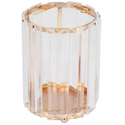 Cosmetic Brush Holder Transparent Glass Round Decorative Desktop Pen Storage Organizer BoxGold